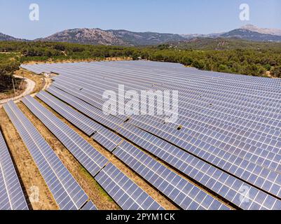 parque de energía solar fotovoltaica, ses Barraques, Calviá, Mallorca, Balearic Islands, Spain Stock Photo