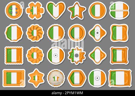 Homemade cookie with flag country Ireland in tasty biscuit, cookie consist of sign flag country Ireland on natural biscuit, fresh biscuit cookie with Stock Vector