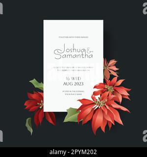 beautiful red flowers frame with an invitation vector illustration Stock Vector