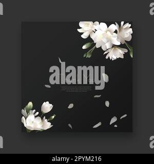 seamless digital post with vibrant white flowers social post illustration Stock Vector