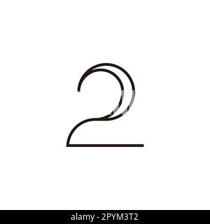 Number 2 crescent moon geometric symbol simple logo vector Stock Vector