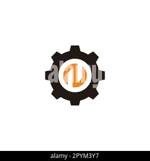 Letter N in gear, circle geometric symbol simple logo vector Stock Vector