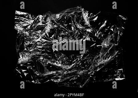 Transparent plastic polyethylene cover film wrinkled texture mock up Stock Photo