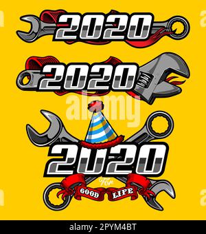 wrench and numbers Stock Vector