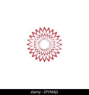 Flower, red illustration geometric symbol simple logo vector Stock Vector