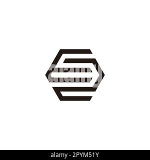Letter E and  number 2, hexagon geometric symbol simple logo vector Stock Vector
