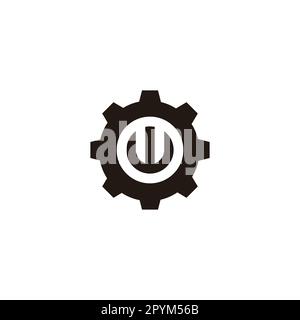 Letter w in gear, circle geometric symbol simple logo vector Stock Vector