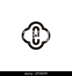 Letter e in plus, outline geometric symbol simple logo vector Stock Vector