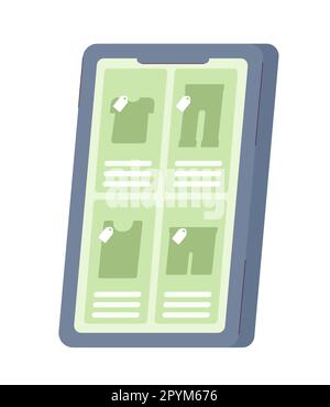 Mobile phone with clothing store semi flat colour vector object Stock Vector