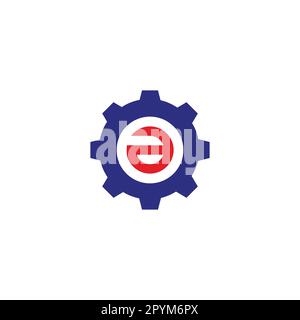 Letter a in gear, tool geometric symbol simple logo vector Stock Vector