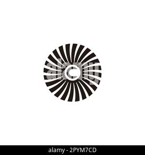 Letter c in sun, or ribbon geometric symbol simple logo vector Stock Vector