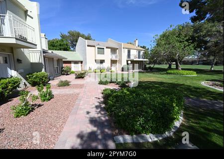 Luxury homes in a gated area in the middle of Las Vegas. Stock Photo