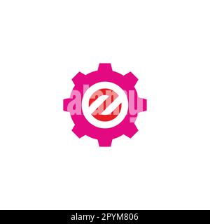 Letter z in gear, circle geometric symbol simple logo vector Stock Vector