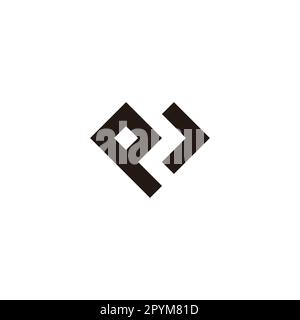 Letter p and J heart, square geometric symbol simple logo vector Stock Vector