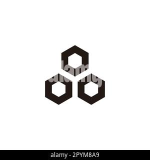 Three hexagon letters O geometric symbol simple logo vector Stock Vector