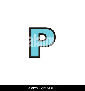 Letter P blue, line geometric symbol simple logo vector Stock Vector