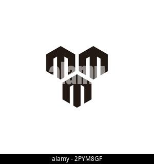 Three letters M, hexagons geometric symbol simple logo vector Stock Vector