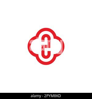 Letter 2 in plus, outline geometric symbol simple logo vector Stock Vector