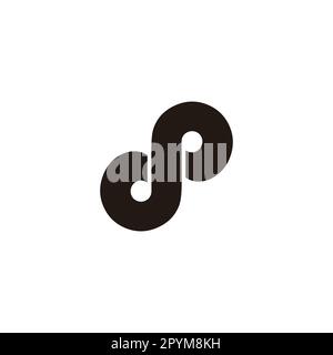 Letter dp curve, outline geometric symbol simple logo vector Stock Vector