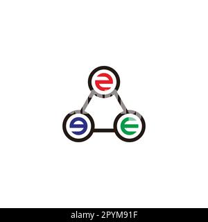 Number 2, 9 and e three circles geometric symbol simple logo vector Stock Vector
