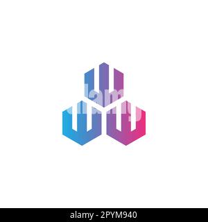 Three letters w, hexagons geometric symbol simple logo vector Stock Vector