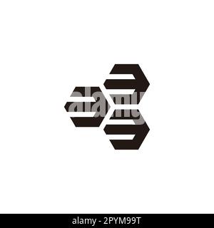 Numbers 3, hexagons geometric symbol simple logo vector Stock Vector