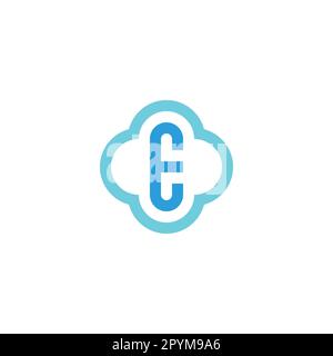 Letter E in plus, outline geometric symbol simple logo vector Stock Vector