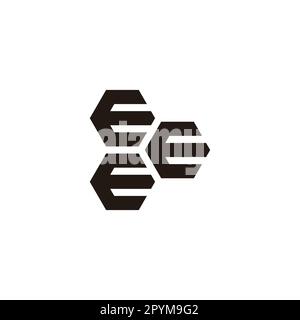 Three letters E, hexagons geometric symbol simple logo vector Stock Vector