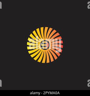 Number 3 in sun, ribbon geometric symbol simple logo vector Stock Vector