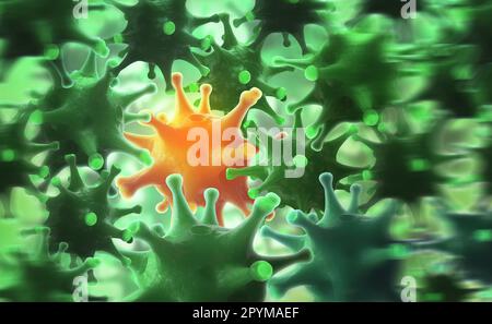 Pathogenic microbes attack the body. 3D illustration on medical research Stock Photo