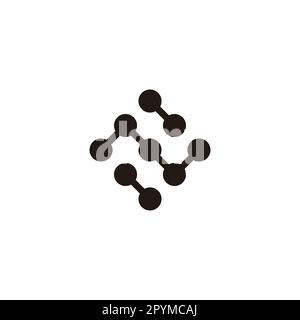 Letter N, number 2 molecules geometric symbol simple logo vector Stock Vector