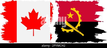 Angola and Canada grunge flags connection, vector Stock Vector