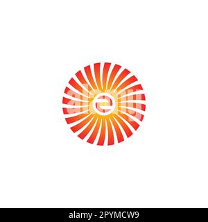 Number 2 in sun, ribbon geometric symbol simple logo vector Stock Vector