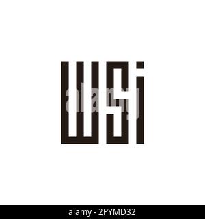 Letter w, s and i square, rectangle geometric symbol simple logo vector Stock Vector