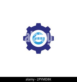Number 6 in gear, setting geometric symbol simple logo vector Stock Vector