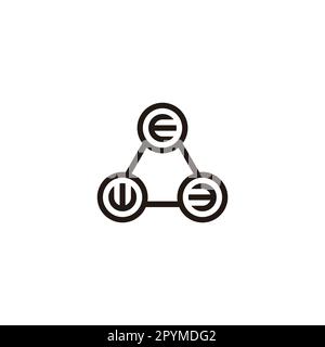 Letter E, W and number 3 three lines geometric symbol simple logo vector Stock Vector