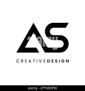 Creative linked letter AS logo design vector illustration Stock Vector