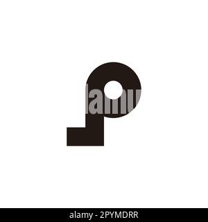 Letter p J circle geometric symbol simple logo vector Stock Vector