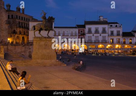 Trujillo, Main Square at Dusk, Plaza Mayor, Caceres province ...