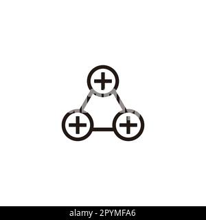 Three plus, three circles geometric symbol simple logo vector Stock Vector