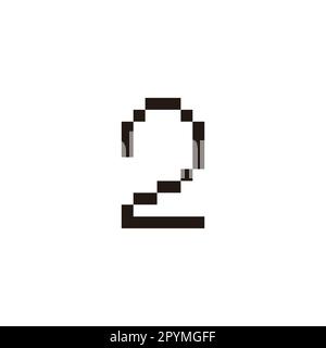 Number 2 pixels geometric symbol simple logo vector Stock Vector