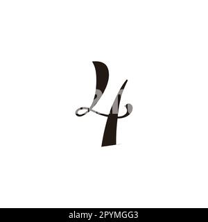 Number 4 letter L geometric symbol simple logo vector Stock Vector