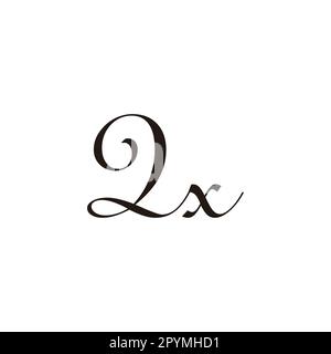 Number 2 ,letter x connect geometric symbol simple logo vector Stock Vector