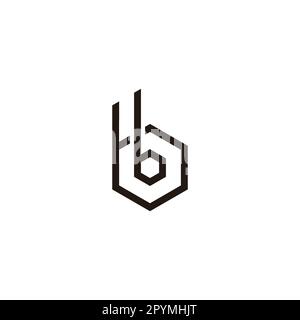 Letter b, double hexagon lines geometric symbol simple logo vector Stock Vector