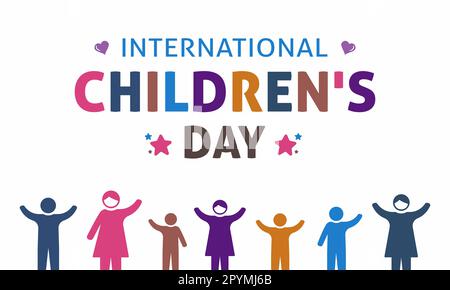 International children's day. Vector illustration of happy children's day background poster with happy kids vector illustration. Stock Vector