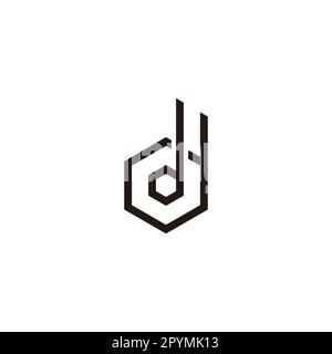 Letter d hexagon, double, line geometric symbol simple logo vector Stock Vector