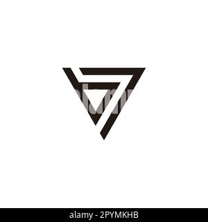 Letter b and number 7 triangle geometric symbol simple logo vector Stock Vector