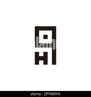 Letter h and q square, rectangle geometric symbol simple logo vector Stock Vector