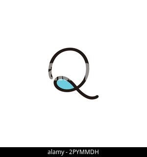 Letter Q water splash, liquid geometric symbol simple logo vector Stock Vector