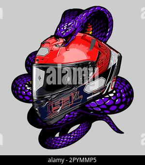helmet, vector, design, illustration, symbol, snake, logo, art, icon, vintage, retro, head, warrior, print, skull, sign, tattoo, mascot, isolated, bad Stock Vector